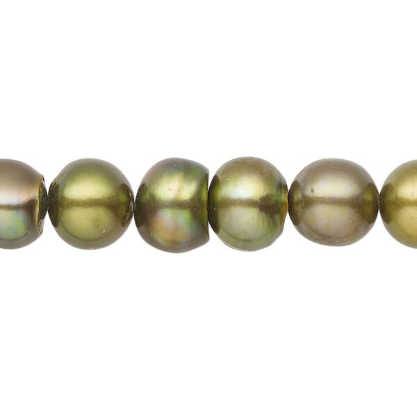 Freshwater pearl 1pkg1, rice / semi-round, 15 inch iris bronze 8-10mm cultured image number 0