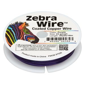 Wire, Zebra Wire&trade;, color-coated copper, purple, round, 24 gauge. Sold per 20-yard spool.