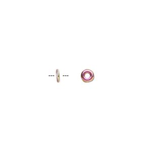 Bead, Czech pressed glass, translucent clear with half-coat dark amber, 4x1mm ring. Sold per pkg of 100.