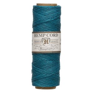 Cord, Hemptique&reg;, polished hemp, aquamarine, 0.5mm, 10-pound test. Sold per 205-foot spool.