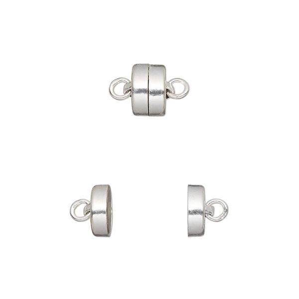 Clasp magnetic 1pkg1 sterling silver, 7.5x5mm barrel 1-strand image number 0