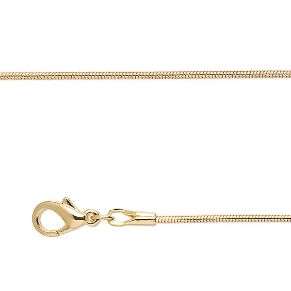 Chain 1pkg4 snake, 1mm / lobster claw clasp, gold-finished brass 18 inch image number 0