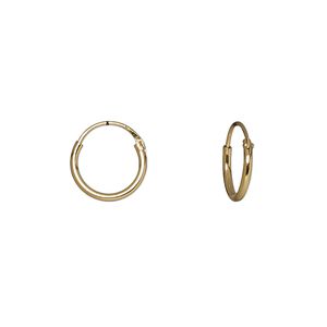 Earring, Create Compliments&reg;, "vermeil", 10mm hoop with endless-loop closure. Sold per pair.