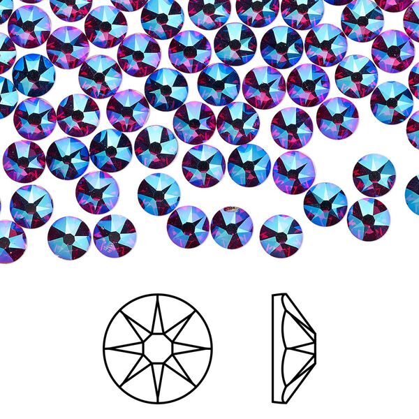Flat back 1440pk fuchsia shimmer foil back, Swarovski&reg; 3.8-4mm rose round SS16 2088 image number 0