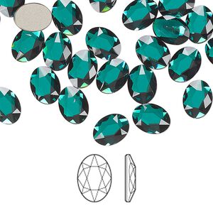 Flat back 144pk emerald foil back, Swarovski&reg; 8x6mm oval 2603