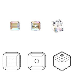 Bead 144pk crystal shimmer, Swarovski&reg; 6mm cube 5601