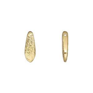 Bead, TierraCast&reg;, "Hammertone" collection, gold-plated pewter (tin-based alloy), 14.5x5mm top-drilled hammered dagger. Sold per pkg of 4.