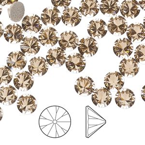 Flat back 6pk light peach foil back, Preciosa Czech crystal hotfix rhinestone 6.14-6.32mm cone SS29