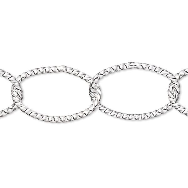 Chain 1pkg1 silver-plated oval, 14mm twisted, brass 5 foot unfinished image number 0