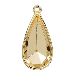 Focal, Almost Instant Jewelry&reg;, gold-finished "pewter" (zinc-based alloy), 33x18mm teardrop with 30x15mm teardrop glue-in setting (4322). Sold individually.
