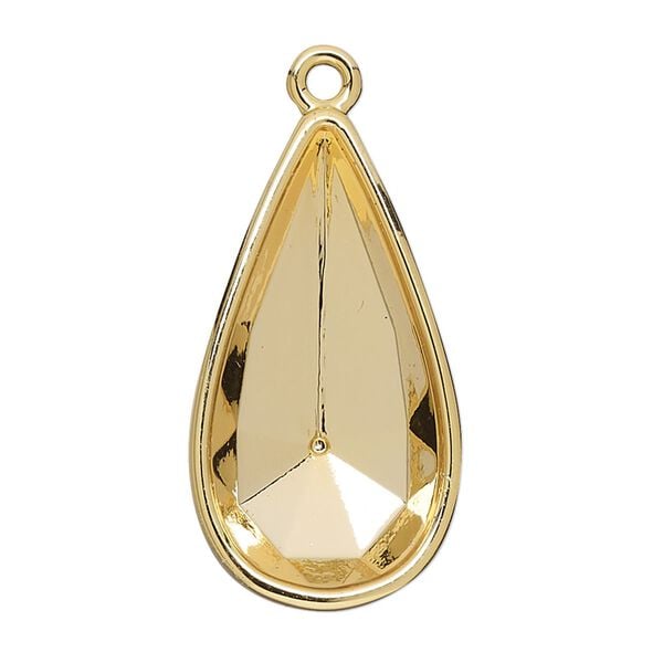 Focal, Almost Instant Jewelry&reg;, gold-finished "pewter" (zinc-based alloy), 33x18mm teardrop with 30x15mm teardrop glue-in setting (4322). Sold individually. image number 0