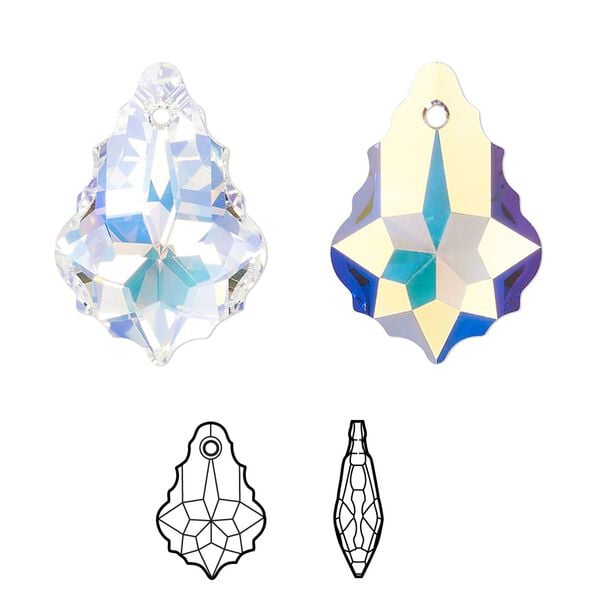 Drop 48pk crystal AB, Swarovski&reg; 22x15mm pendant baroque 6090 image number 0