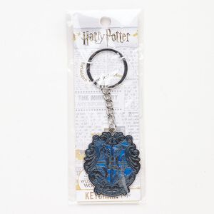 Steel / enamel 1pkg1, Hogwarts&trade; keychain / "DRACO, DORMIENS NUNQUAM, TITLLANDUS" silver-finished / blue 4 inch 50mm