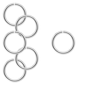 Jump ring 1pkg6 sterling silver, 12mm round, 16 gauge / 9.5mm inside diameter