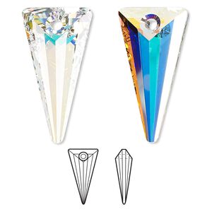 Drop 36pk crystal AB, Swarovski&reg; 28x14mm pendant spike 6480