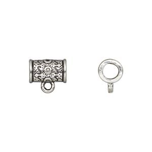 Bead 1pkg20 silver-plated "pewter", 11x7mm tube, antique Dione&reg;