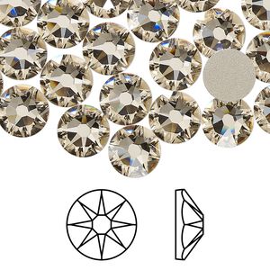 Flat back 144pk light silk foil back, Swarovski&reg; 8.412-8.672mm rose round SS40 2088