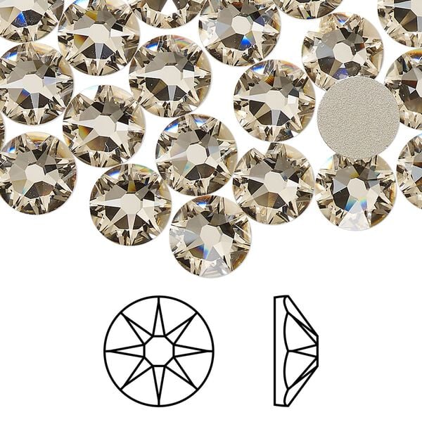 Flat back 144pk light silk foil back, Swarovski&reg; 8.412-8.672mm rose round SS40 2088 image number 0