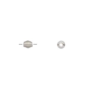 Bead 1pkg10 silver-finished, 4.5x4mm double cone / coiled, steel