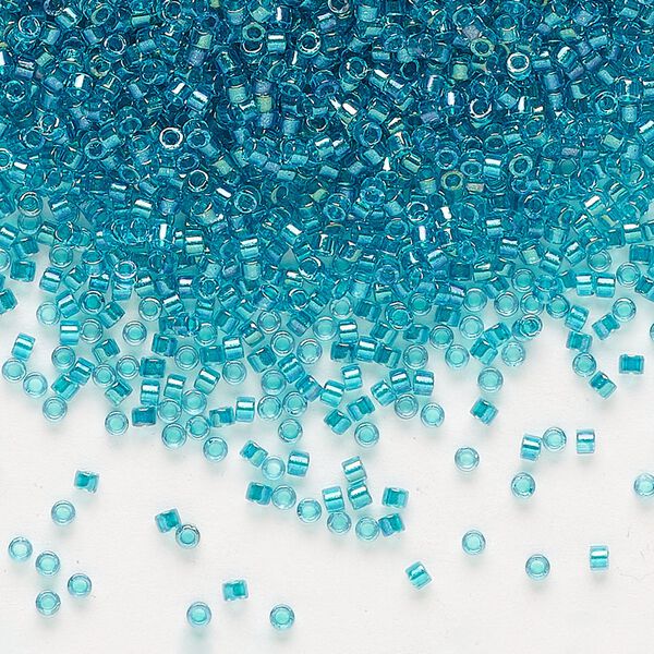 Seed bead, Delica&reg;, glass, pkg/250g, #11 round, translucent teal-lined luster crystal clear (DB-2380). image number 0