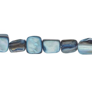 Mother-of-pearl shell 1pkg1, triangle tube bead 15 inch mountain blue 7x8mm-11x8mm