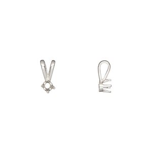Pendant, Sure-Set&trade;, sterling silver, 3mm pre-notched 4-prong round setting. Sold individually.