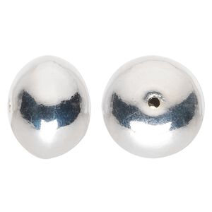Bead 1pkg1 silver-plated, 21x16mm-21x17mm rondelle, brass Hill Tribes