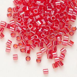 Seed bead, Delica&reg;, glass, pkg/50g, #8 round, translucent luster light siam (DBL-0098).