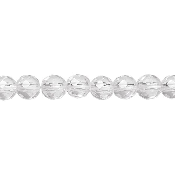 Quartz crystal 1pkg1, tumbled faceted round bead natural 8 inch 6mm image number 0