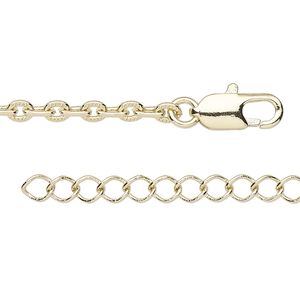 Chain 1pkg1 cable, 3mm textured / lobster claw clasp, gold-finished brass 36 inch