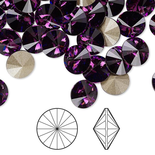 Chaton 48pk amethyst foil back, Crystal Passions&reg; 8.16-8.41mm rivoli SS39 1122 image number 0