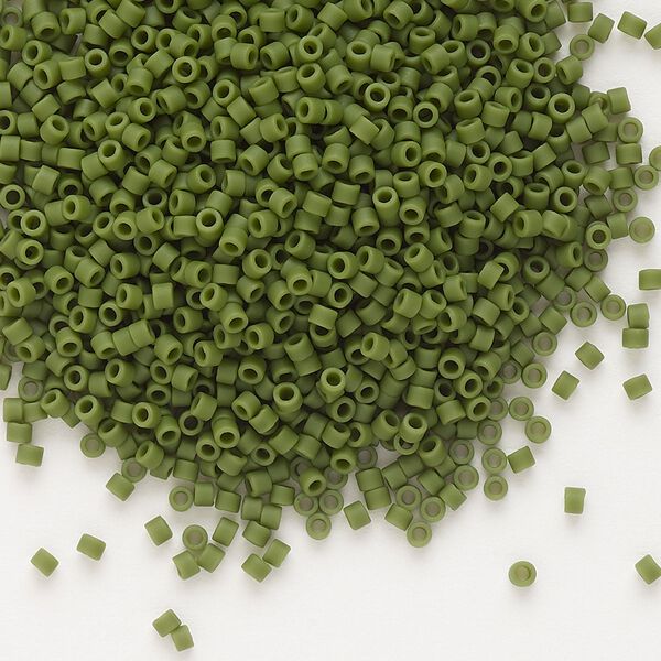 Seed bead, Delica&reg;, glass, pkg/7.5g, #11 round, opaque matte avocado (DB-1585). image number 0