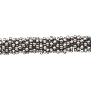 Bead 1pkg1troyoz sterling silver, 7x1mm beaded snowflake rondelle, antiqued