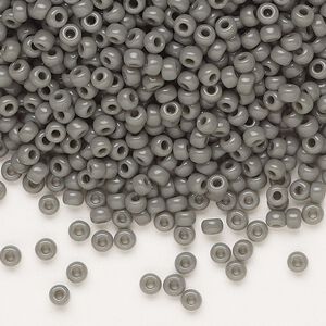 Seed bead, Miyuki, glass, pkg/50g, #8 rocaille, opaque grey, (RR-499).
