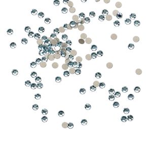 Flat back, VINTAGE Crystal&trade;, opaque aquamarine, foil back, round rose (2028), SS5. Sold per pkg of 144.