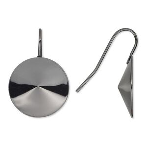 Ear wire 1pkg10 Almost Instant Jewelry&reg;, 23mm / 18mm rivoli glue-in setting, 18-20 gauge gunmetal-finished brass 5 pair