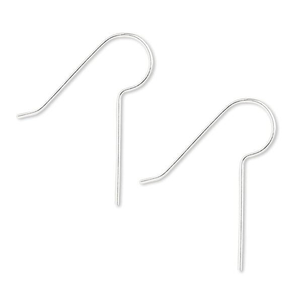 Ear wire fishhook 1pkg20 sterling silver, 25mm / 16mm long shank, 22 gauge 10 pair image number 0