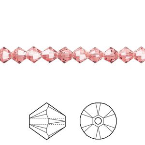 Bead 720pk rose peach, Swarovski&reg; 5mm XILION bicone 5328