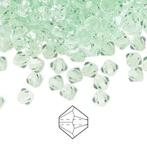 Bead 24pk chrysolite, Preciosa Czech crystal 5mm bicone