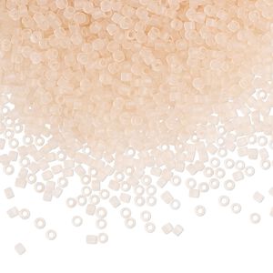 Seed bead, Delica&reg;, glass, pkg/50g, #11 round, translucent matte pink mist (DB-1263).