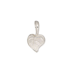 Bail, JBB Findings, ice-pick, sterling silver, 12x11mm heart shaped leaf, 8mm grip length. Sold individually.