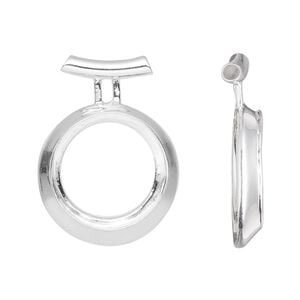 Pendant, Almost Instant Jewelry&reg;, sterling silver, 27.5x20.5mm round with open back and 16mm rivoli setting with tube bail. Sold individually.