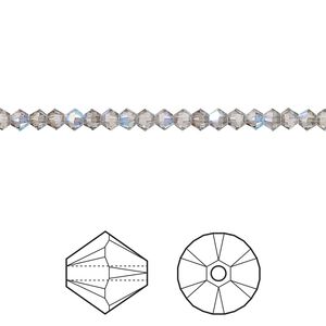 Bead 48pk black diamond shimmer, Crystal Passions&reg; 3mm bicone 5328