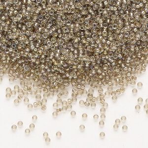 Seed bead, Miyuki, glass, pkg/35g, #15 rocaille, translucent moth-lined luster crystal clear (RR-3540).