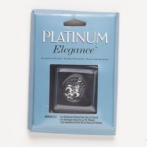 Charm, lacquer and platinum-plated copper, 16.5x12.5mm single-sided cutout fleur-de-lis. Sold individually.