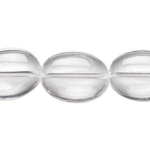 Quartz crystal 1pkg1, flat oval bead natural 8 inch 19x15mm