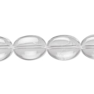 Quartz crystal 1pkg1, flat oval bead natural 8 inch 15x12mm