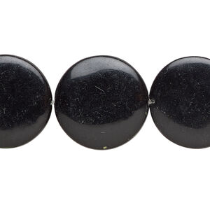 Mother-of-pearl shell 1pkg1, puffed flat round bead 15 inch black 19-20mm