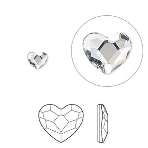 Flat back 24pk crystal foil back, Crystal Passions&reg; hotfix rhinestone 6x5mm heart 2808HF