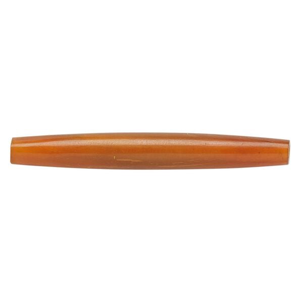 Bead, horn (dyed), golden, 65x6mm-65x8mm hand-cut hairpipe, Mohs hardness 2-1/2. Sold per pkg of 24. image number 0